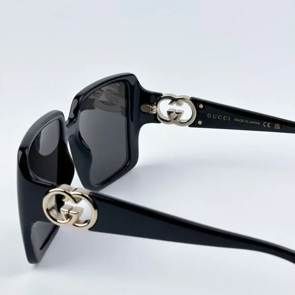Gucci GG1692S 001 BRAND NEW Sunglasses Black Grey Square Women - Picture 9 of 10